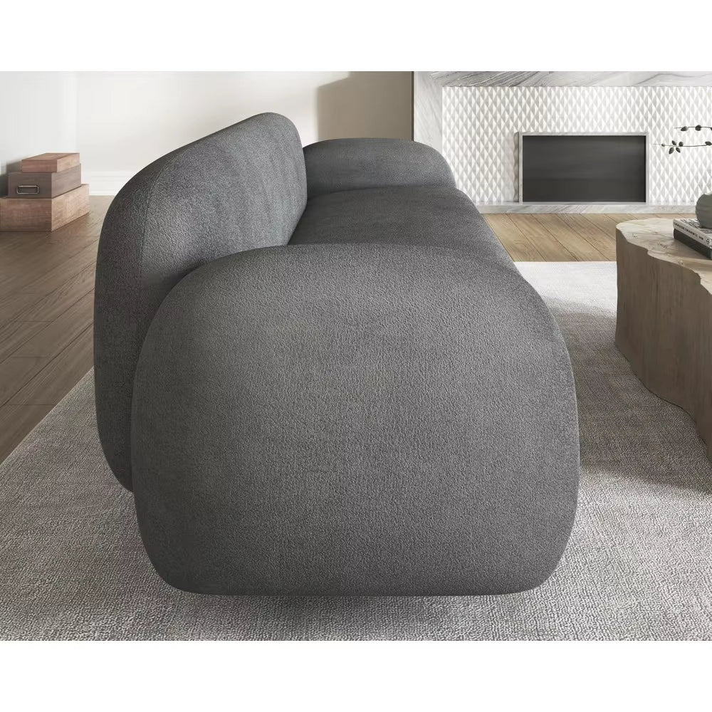 3 Seater Sofa, Modern Couch with Soft Boucle Upholstered, Comfy Cloud Sofa Couch for Living Room Home Office Sherpa Curved Couch