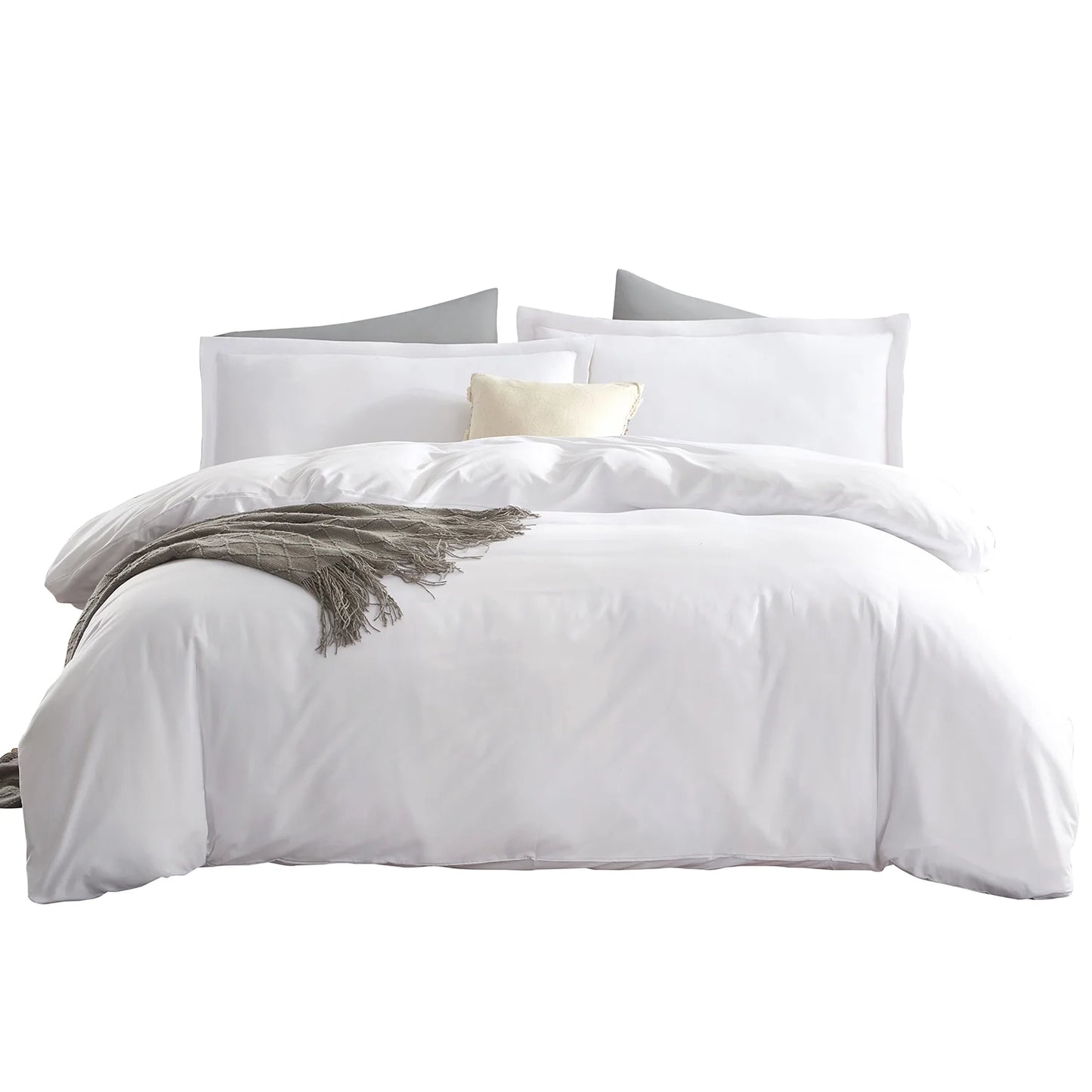 3Pc Duvet Cover Set, Luxury Microfiber Duvet Cover Queen with Pillow Shams, White