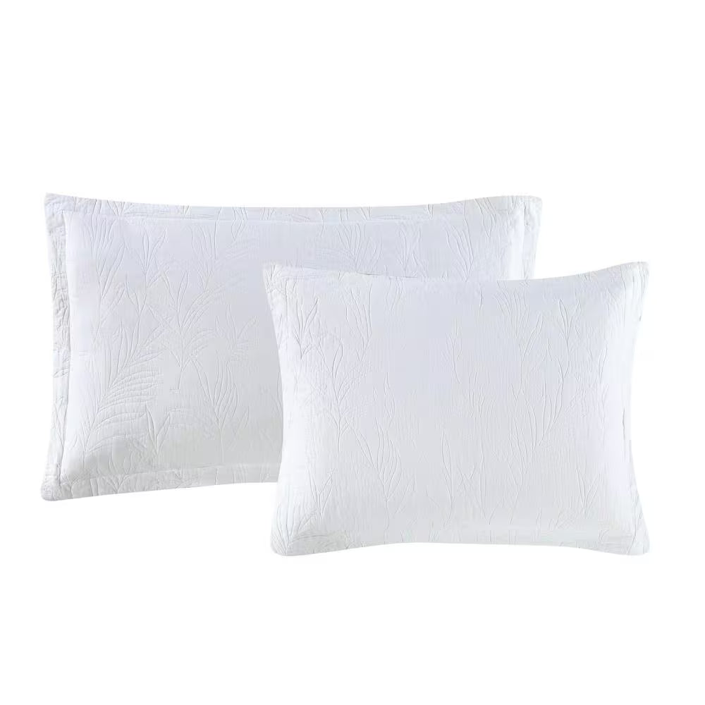 Solid Costa Sera Stitch 1-Piece White Solid Cotton Twin Quilt