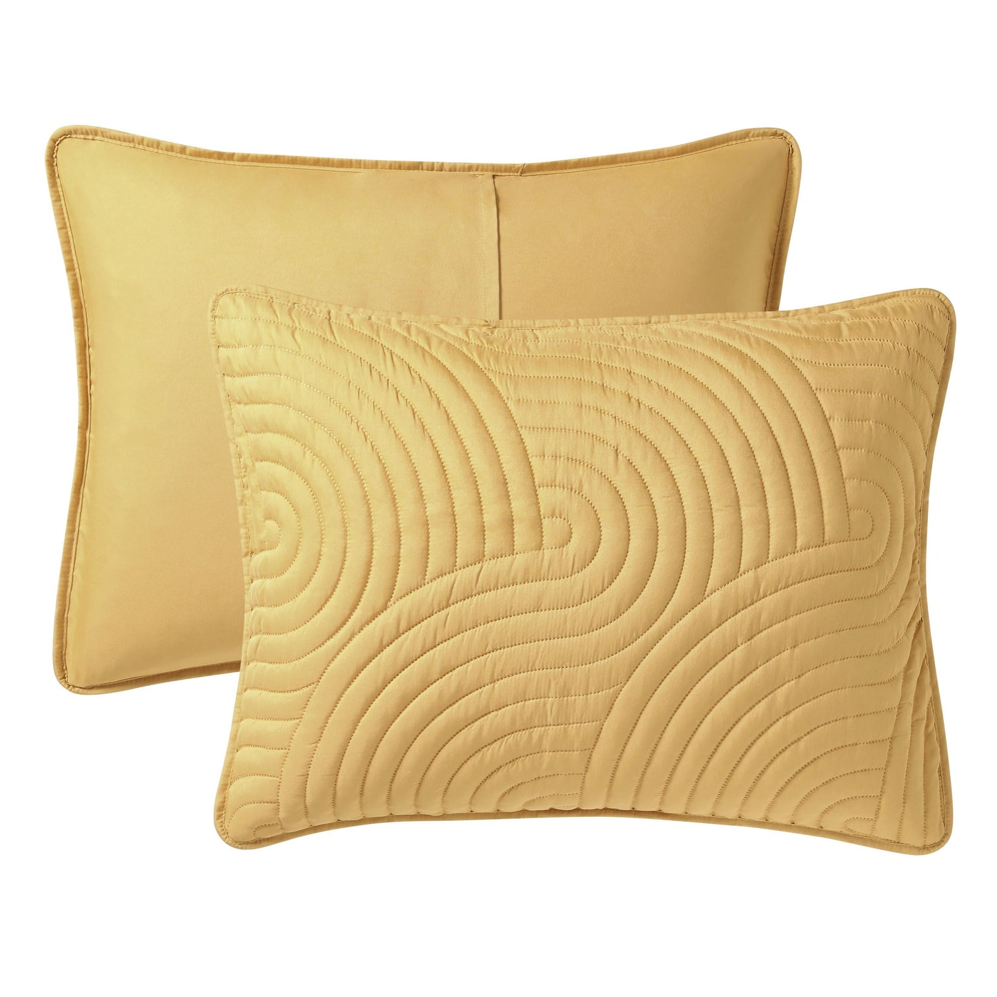 Sands 3-Piece Gold Textured Curve Striped Pinsonic Quilt Set, King, Adult, Unisex