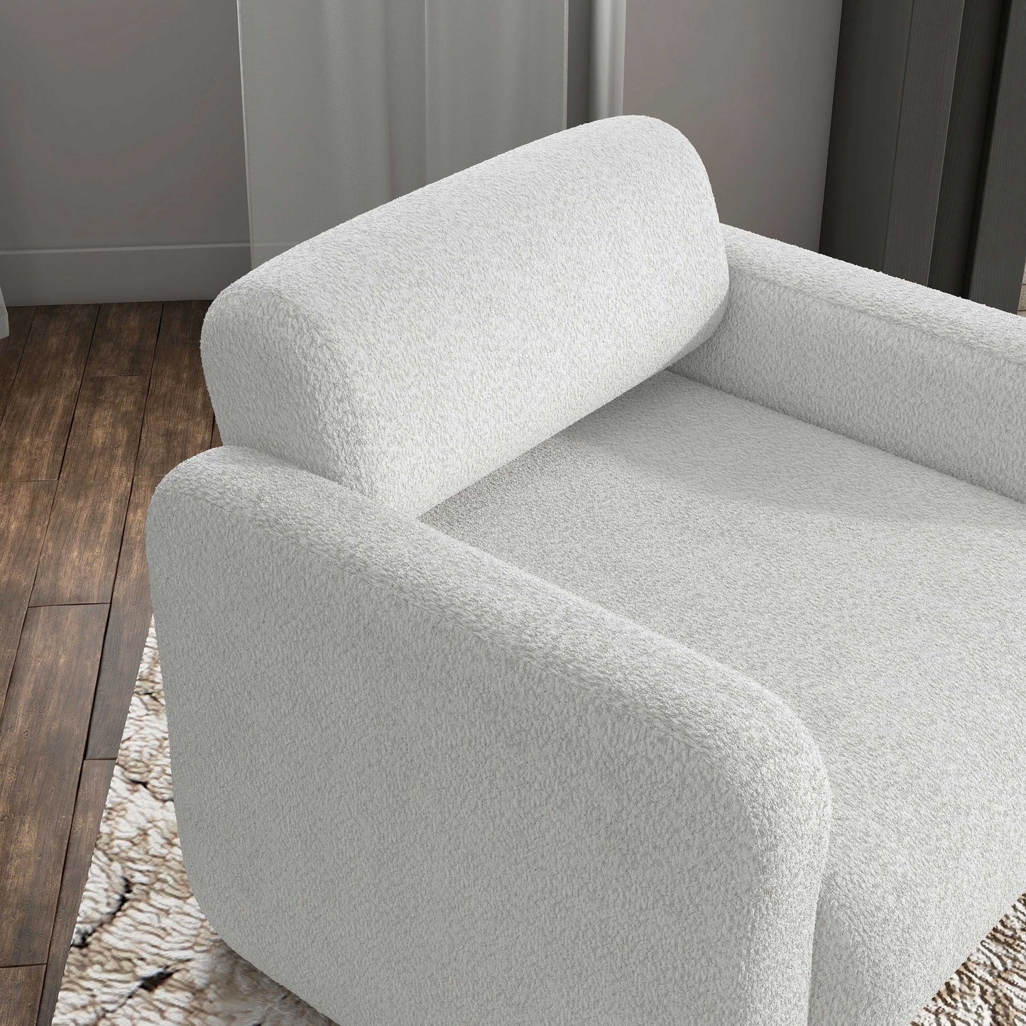 Prie Modern Boucle Fabric Indoor Armchairs & Accent Chairs, White