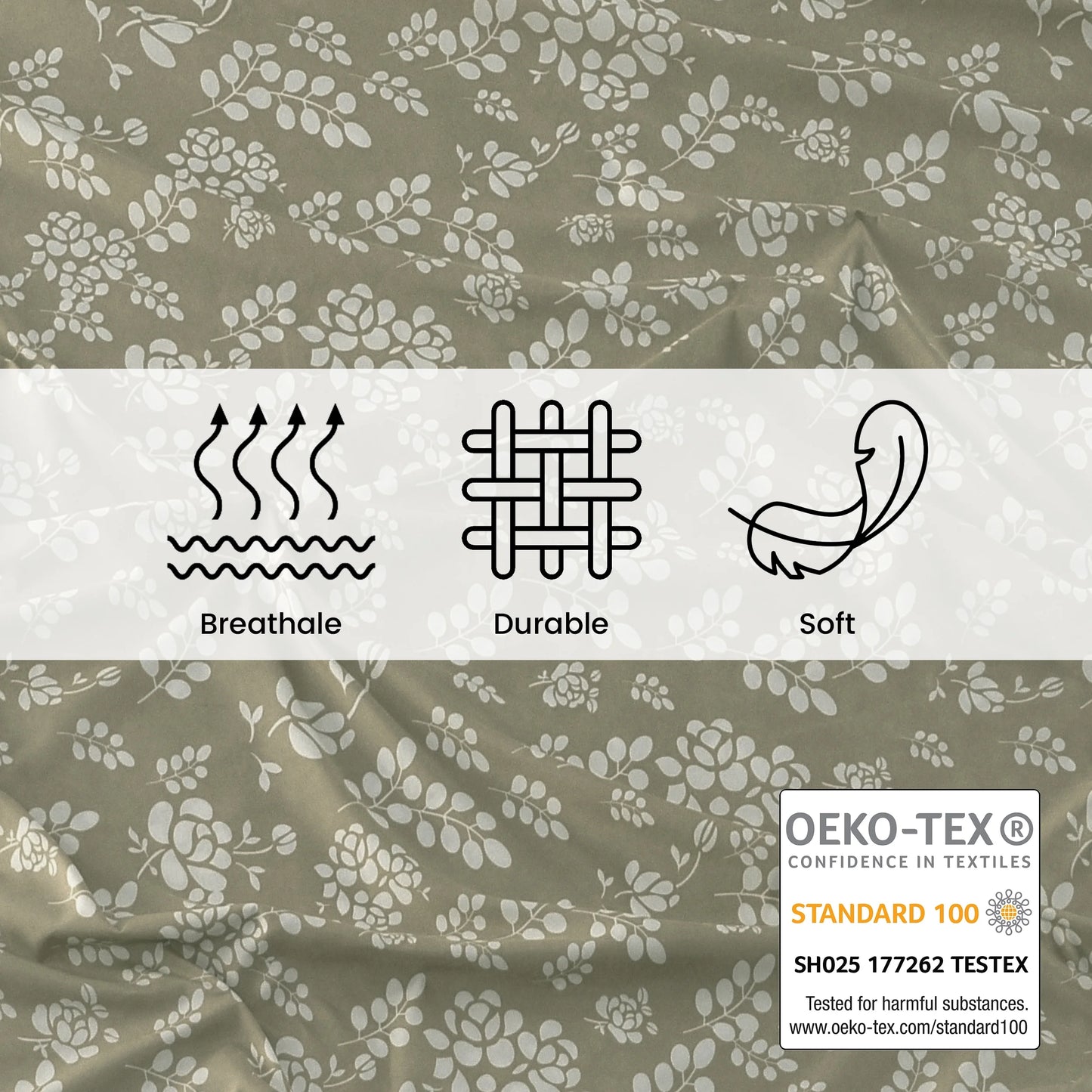Bed Sheets, Microfiber Upto 16 Inch Deep Pocket Twin Sheets Set - Floral, Taupe