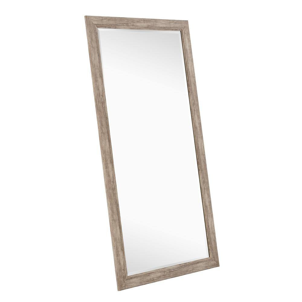 Rustic Floor Mirror, Framed Full Length Mirror Farmhouse Floor Mirror Faux Wood Hanging Wall Mirror 66" X 32", Natural