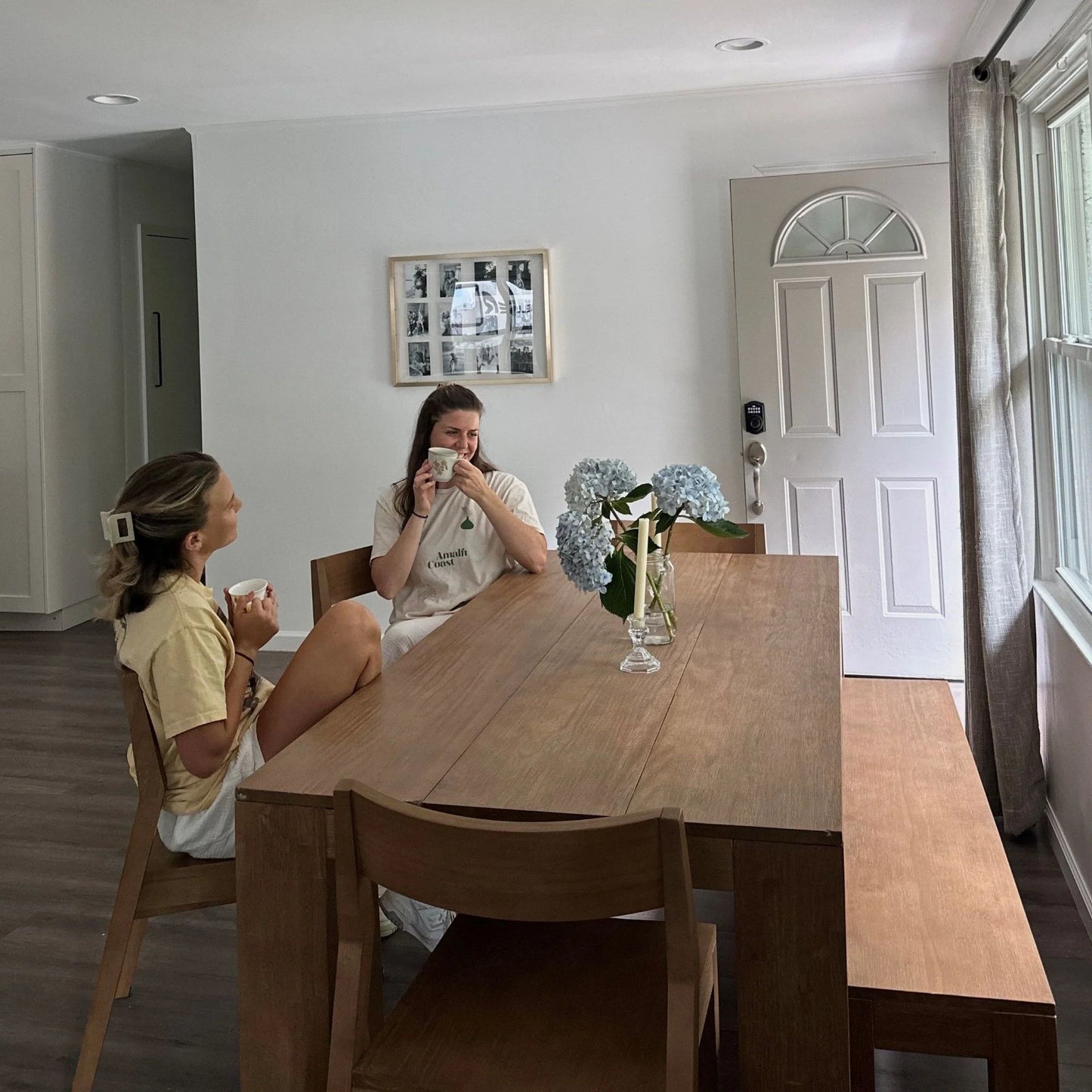 72" Modern Dining Table for 6, Solid Wood Rectangular Dining Table for Kitchen/Dining Room, Pecan Wirebrush