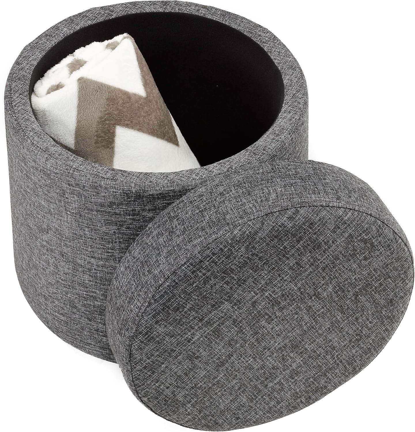Cushioned Fabric Ottoman Hidden Storage Chest Footrest Chair, Padded Seat for Bedroom, Dorm, Loft, Living Room, Entryway, Hallway, Modern Gray, 15.6" Wobble