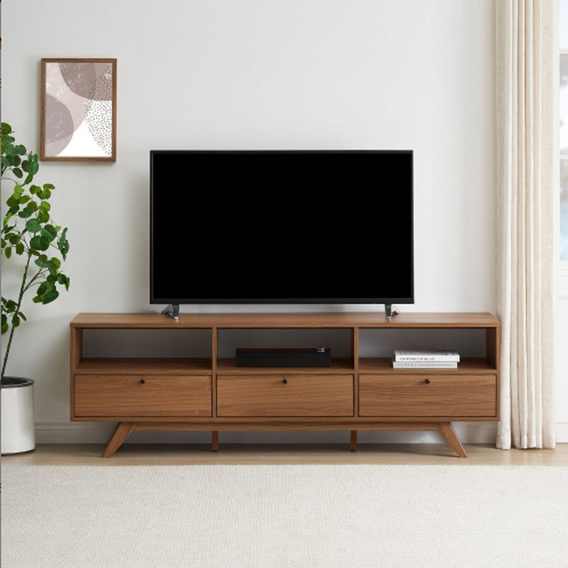 Modern Scandi 3-Door Low Profile TV Stand for Tvs up to 80 Inches Mocha