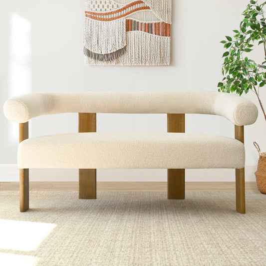 Petruna 54'' Upholstered Solid round Armrest Loveseat