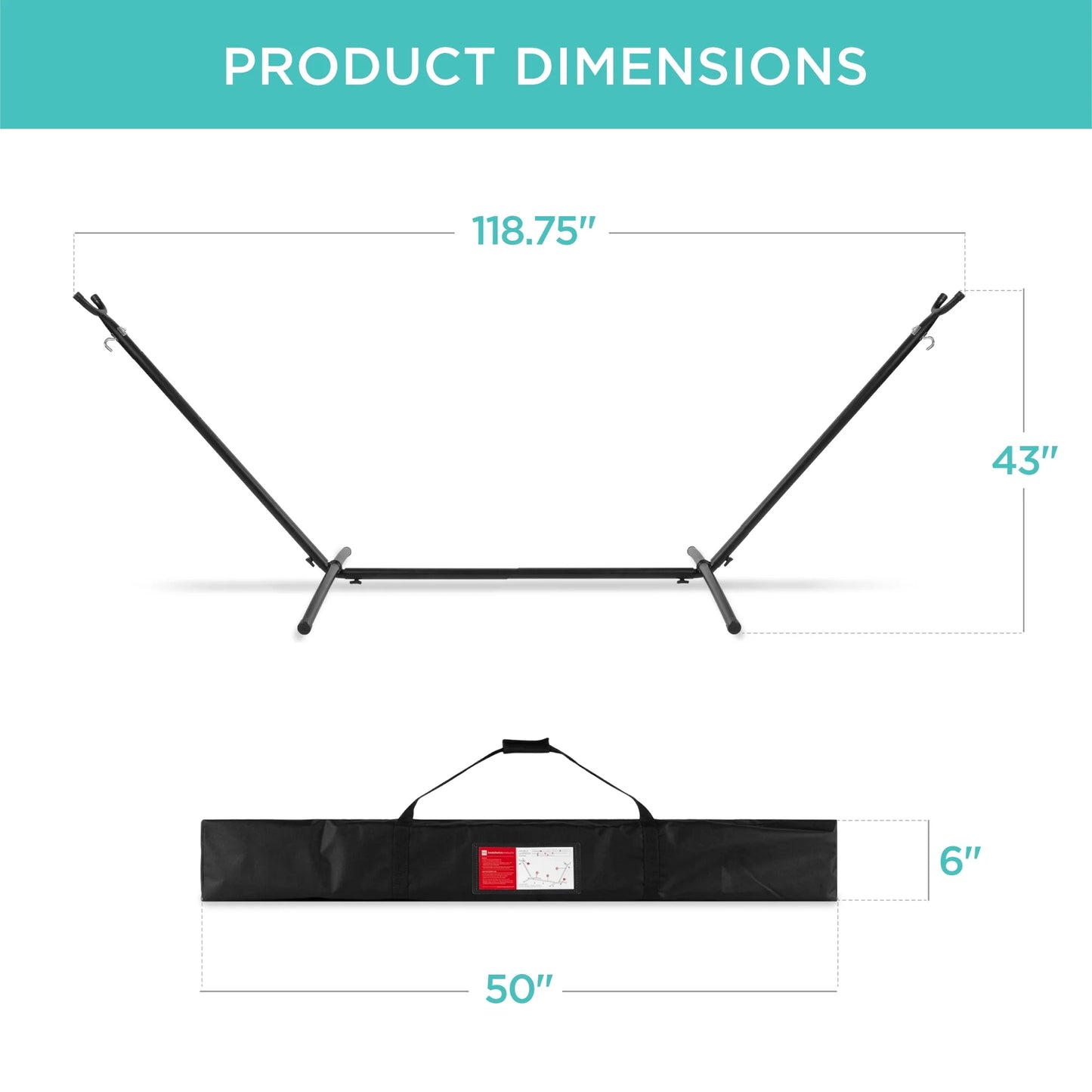 2-Person Brazilian-Style Cotton Double Hammock with Stand Set W/ Carrying Bag - Steel