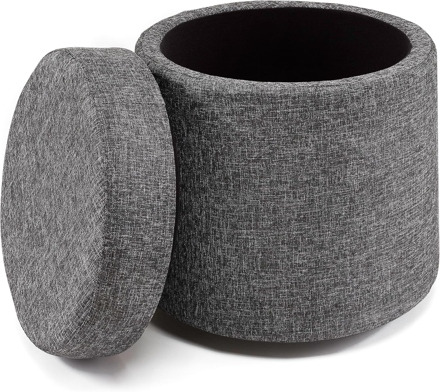 Cushioned Fabric Ottoman Hidden Storage Chest Footrest Chair, Padded Seat for Bedroom, Dorm, Loft, Living Room, Entryway, Hallway, Modern Gray, 15.6" Wobble