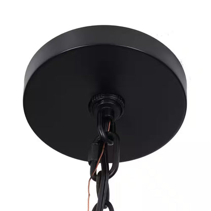 Summerpoint 120-Watt 2-Light Black Shaded Pendant Light with Natural Woven Shade, No Bulbs Included