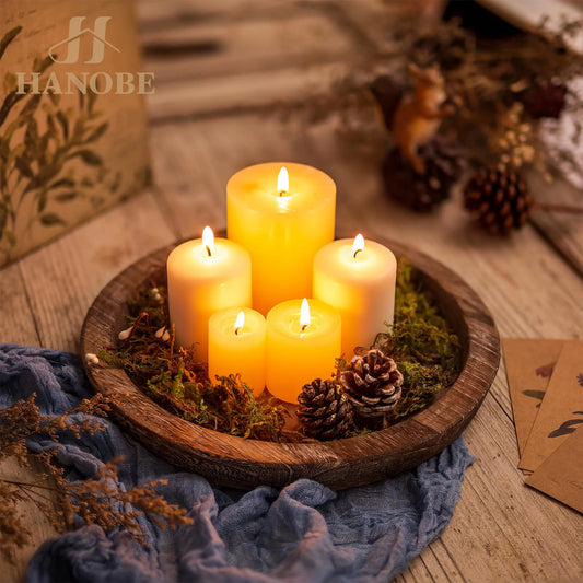 Decorative Candle Tray Decor: round Wooden Trays for Decor，Farmhouse Coffee Table Tray Decor Centerpiece
