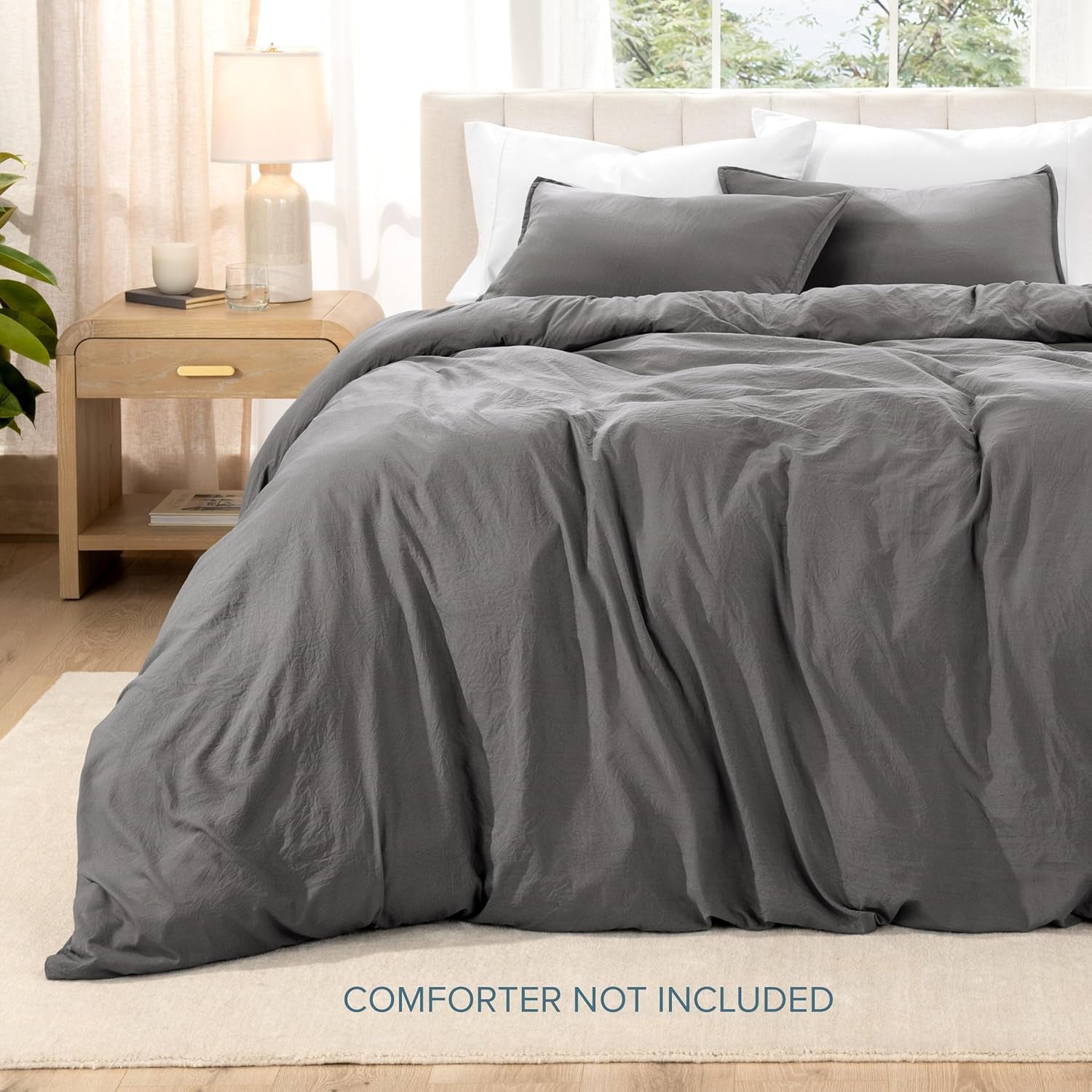 Microfiber Duvet Cover Set - Ultra Soft Washed Microfiber - Oversized Queen Size - Linen-Like Look - Easy Care - Breathable Fabric - Our Softest Duvet Cover Set (Oversized Queen, Grey)
