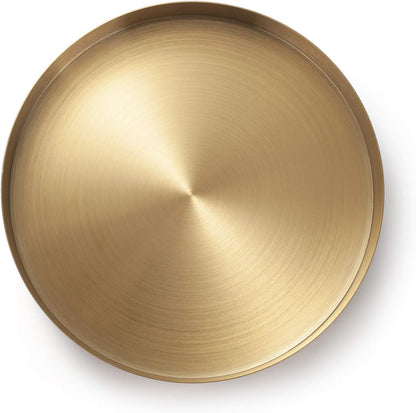 Round Gold Tray Stainless Steel Jewelry, Make Up, Candle Plate Decorative Tray (7 Inches)