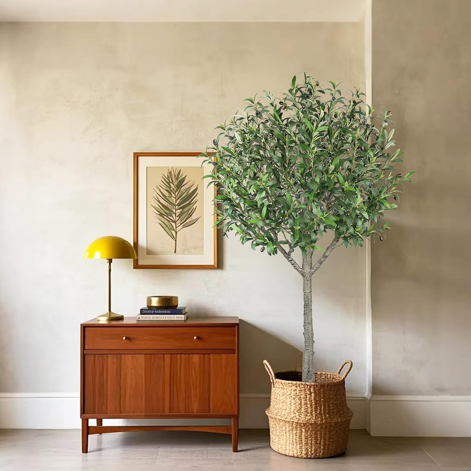 Artificial Olive Tree,6 FT Tall Faux Silk Olive Trees Indoor with 2100 Dense Lea