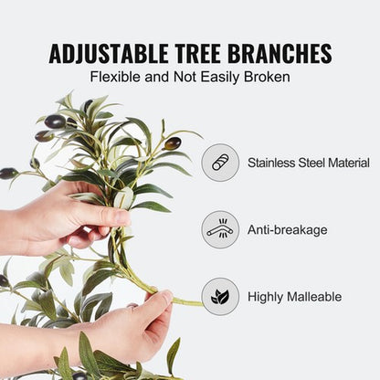 Uimoso 5Ft Artificial Olive Tree Green Tall Faux Lifelike Fake Plant Home Decor