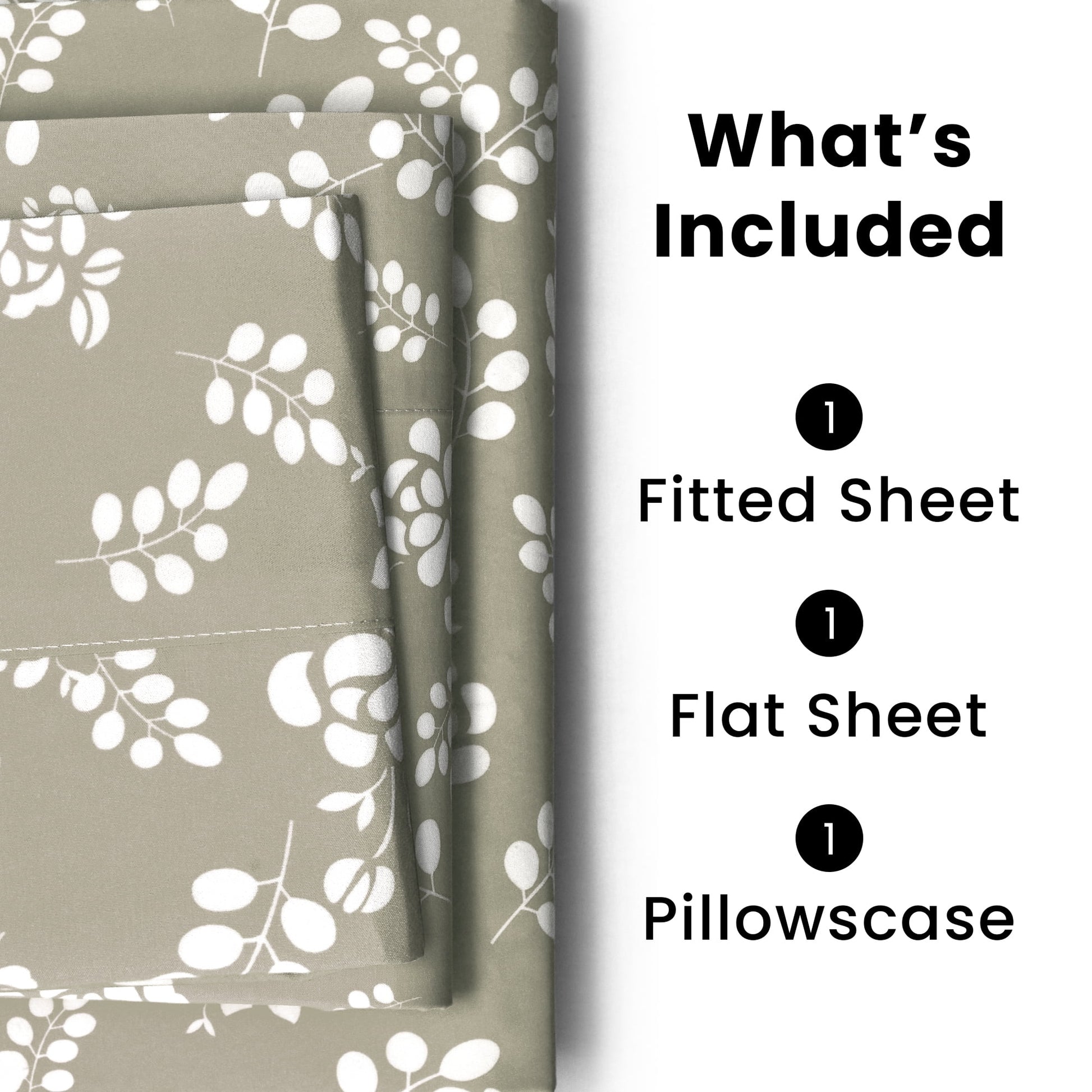 Bed Sheets, Microfiber Upto 16 Inch Deep Pocket Twin Sheets Set - Floral, Taupe