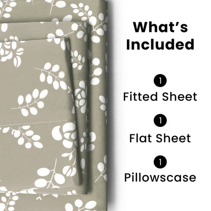Bed Sheets, Microfiber Upto 16 Inch Deep Pocket Twin Sheets Set - Floral, Taupe