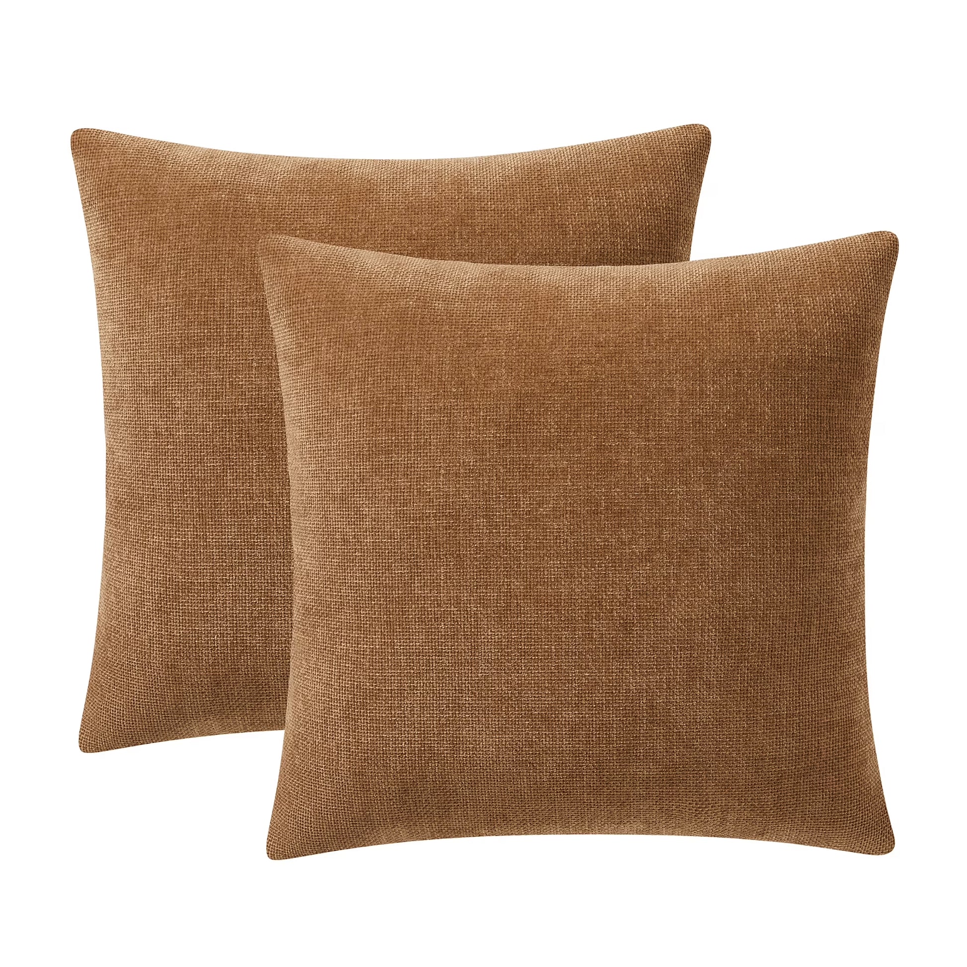 Solid Chenille Decorative Pillow Set, Brown, 18" X 18", 2 Pieces