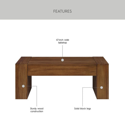 Oversized Coffee Table 47 Inch Modern Design Sturdy Wood Construction Indoor Living Room Furniture Versatile and Stylish