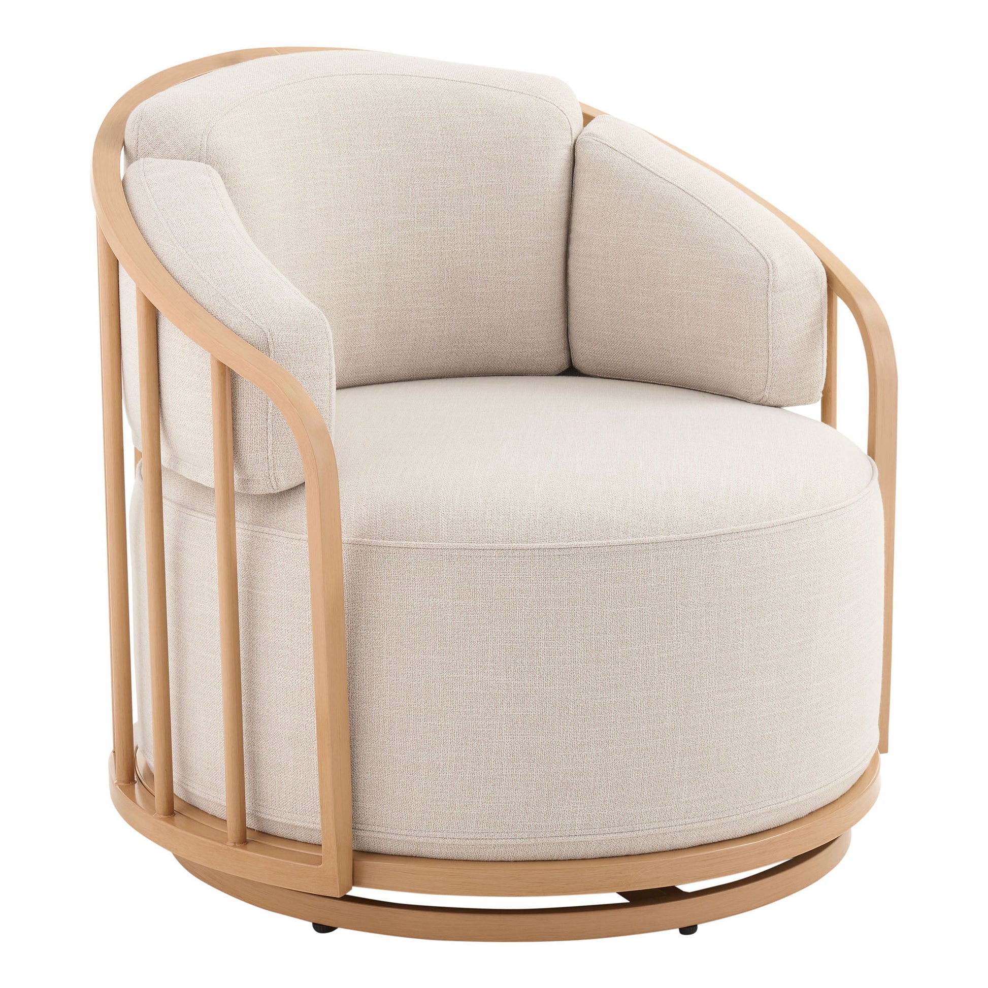 Lillian Swivel Birdcage Chair, Cream Linen