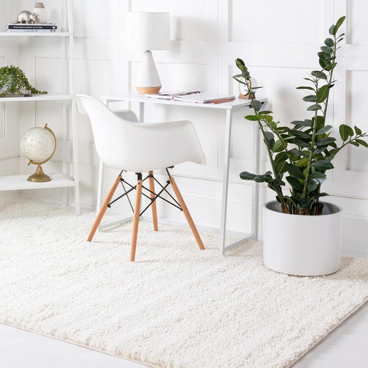 Soft Solid Shag Collection Area Rug – 7X10 White Shag Rug Perfect for Bedrooms, Dining Rooms, Living Rooms