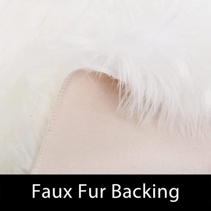 Sheepskin Rug 4X6, Faux Fur Sheepskin Rug for Living Room, Fluffy Washable Rug for Bedroom, Nursery Room, Luxury Room Decor, White Fur Rug, Rectangle