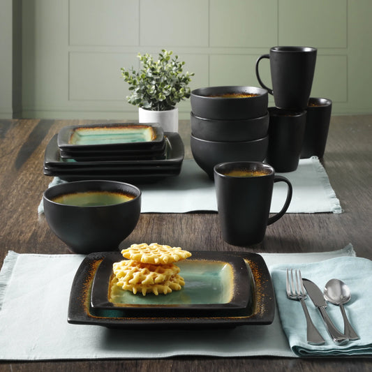 Ocean Oasis 16-Piece Dinnerware Set, Turquoise