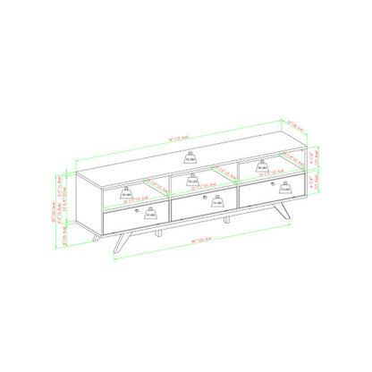 Modern Scandi 3-Door Low Profile TV Stand for Tvs up to 80 Inches Mocha