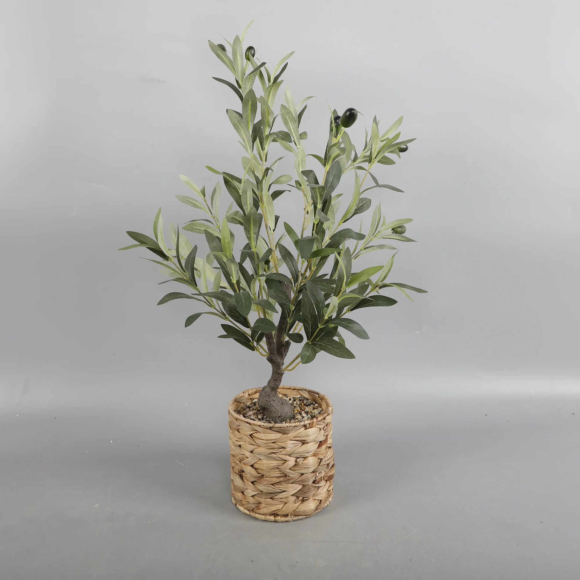 26" Artificial Olive Tree in Natural Woven Rattan Basket
