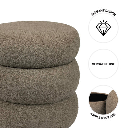Boucle Cloud Storage Ottoman, Taupe