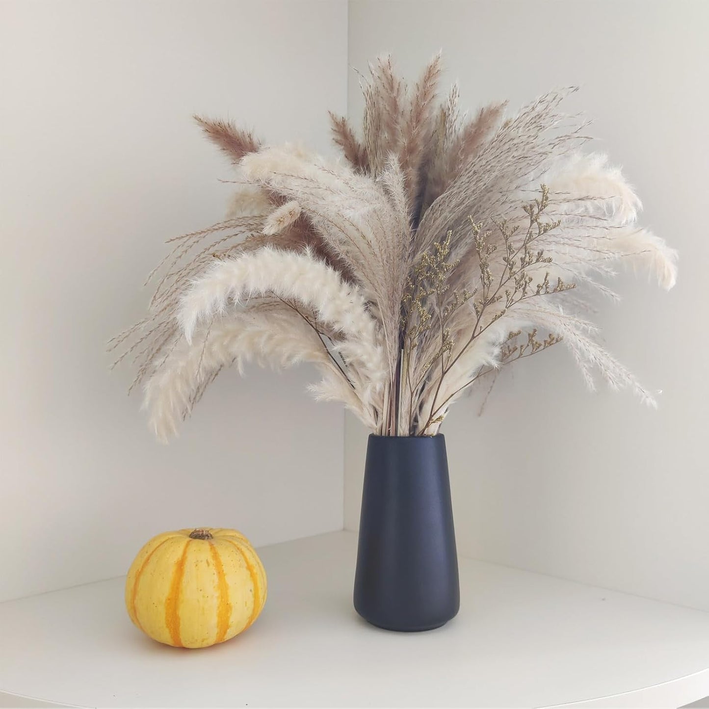 Matte Black Vase - Black Flower Vase, 6" Small Simple Modern Ceramic Vases for Flower/Pampas Grass, Minimalist Farmhouse Boho Vase for Centerpieces, Home Decor, Bathroom Decor