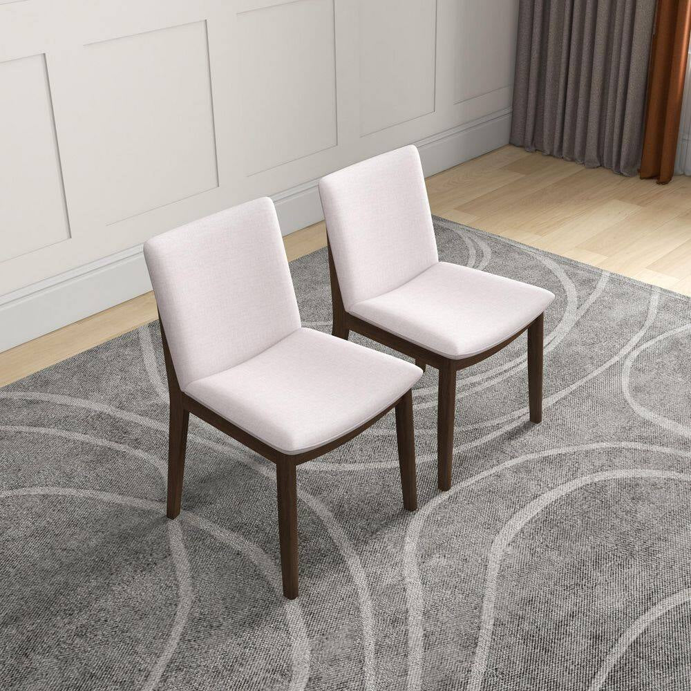 Valentine Mid-Century Modern Beige Fabric Dining Chair (Set of 2)