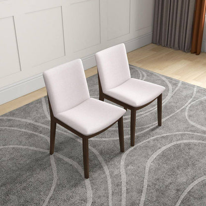 Valentine Mid-Century Modern Beige Fabric Dining Chair (Set of 2)