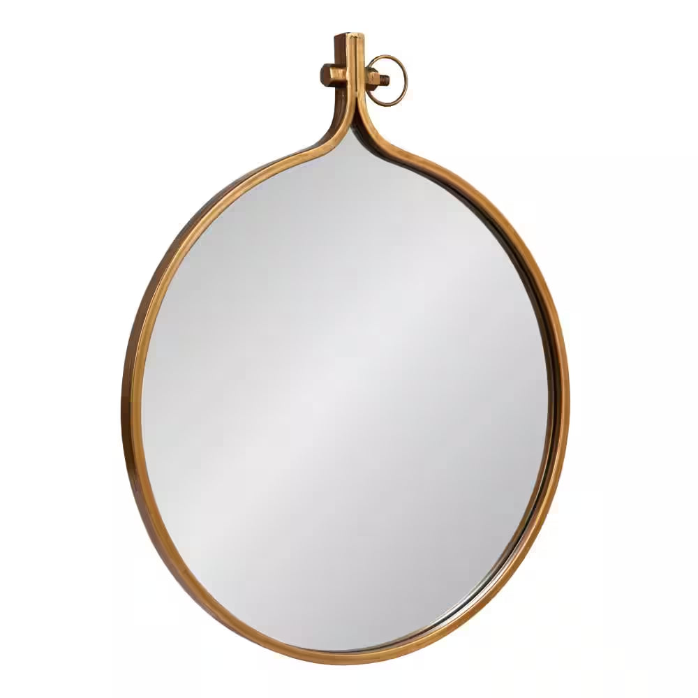Medium round Gold Contemporary Mirror (28.5 In. H X 23.5 In. W)