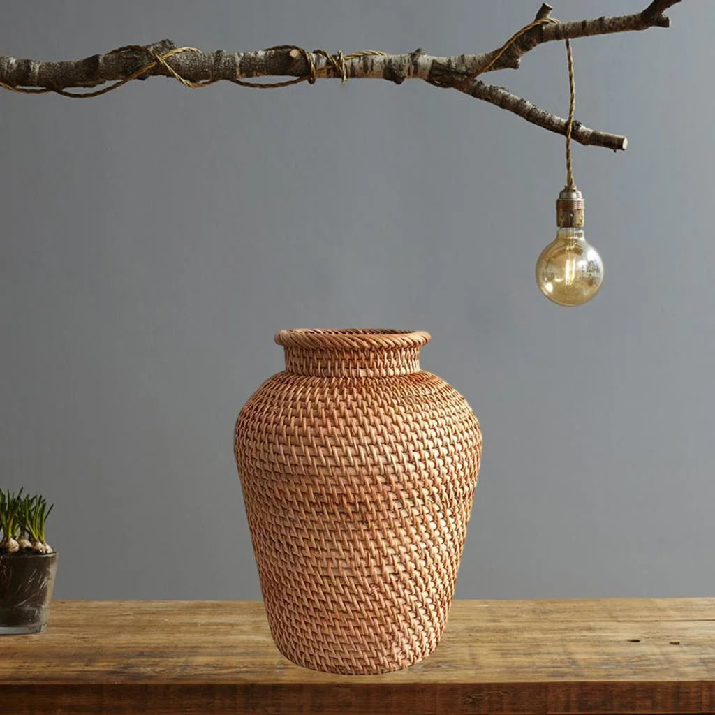 Rattan Vase Flower Pot Holder Plant Storage Wicker Vases Decor
