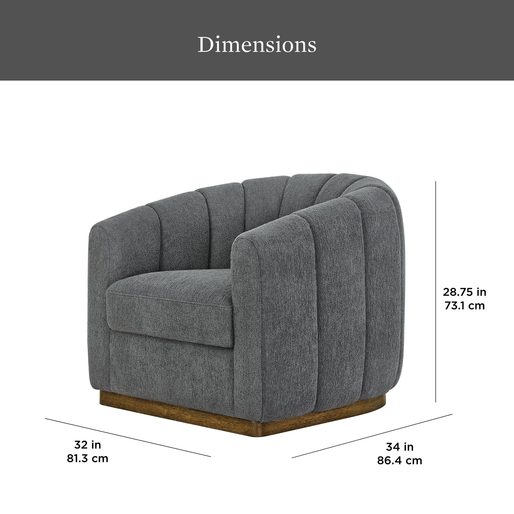 Lillian Accent Swivel Chair, Charcoal Boucle