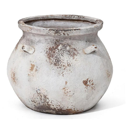Luxenhome off White Rustic Cauldron Mgo Planterpot