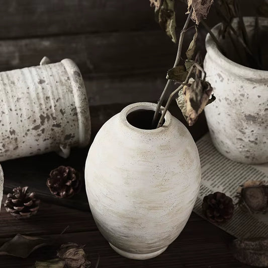 Retro and Nostalgic Handmade Ceramic Vases Vintage Handmade Style Flower Vase Living Room Home Interior Decoration