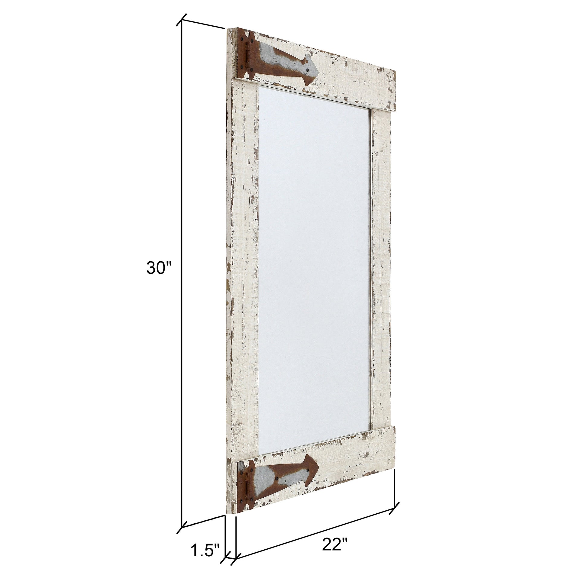 Serenad Farmhouse Wall Mirror White 30" X 22" by