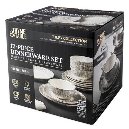 Riley 12-Piece Ceramic Dinnerware Set