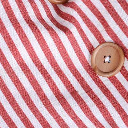 Red Stripes Buttons Linen Decorative Accent Throw Pillow Cases Cushions Covers for Sofa Couch Bed 16 X 20 Inches