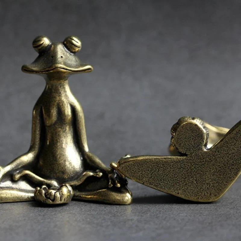 1-3 Count/Pcs Retro Copperware Incense Socket Zen Frog Ornaments Solid Pure Copper Frog Tea Pet Incense Holder Home Office Desktop Ornament Decoration Christmas Gift
