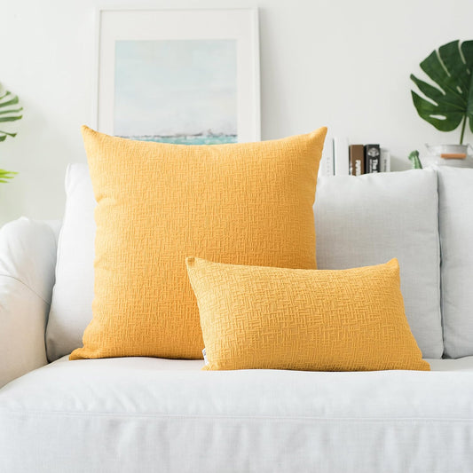 Throw Pillows,  Couch Pillows Velvet Accent Pillows Cover Cushion Cover for Bed/Office, 24" X 24", 1 Pc,Primrose Yellow