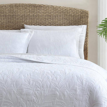Solid Costa Sera Stitch 1-Piece White Solid Cotton Twin Quilt