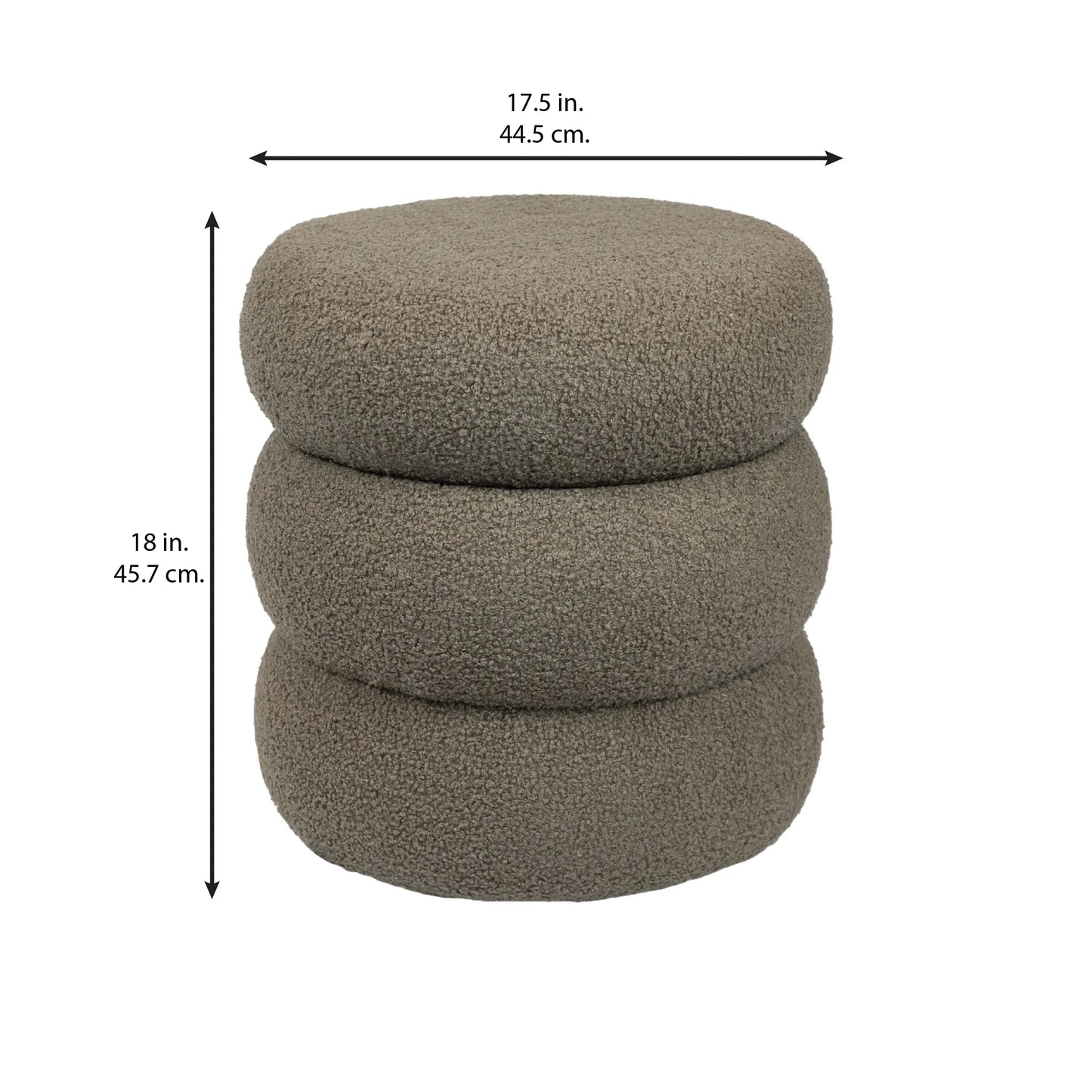 Boucle Cloud Storage Ottoman, Taupe
