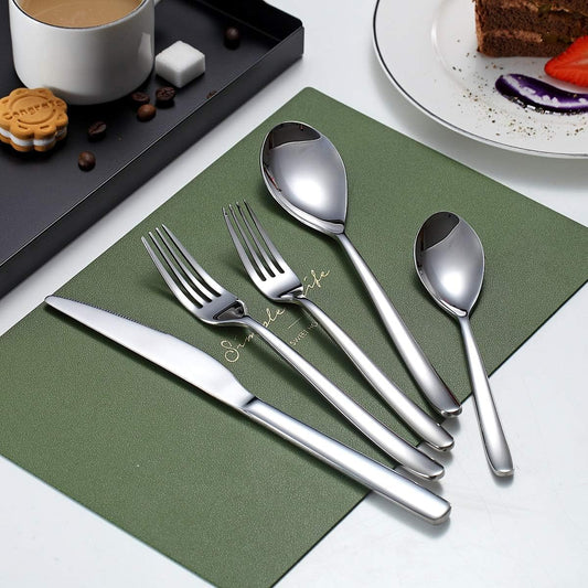 Silverware Set 20 Pieces, Stainless Steel Flatware Set, Mirror Polish Cutlery Set, Utensil Sets Service Set for 4 (Silver)