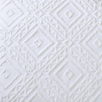 3-Piece White Chenille Cover Duvet Set, Full/Queen