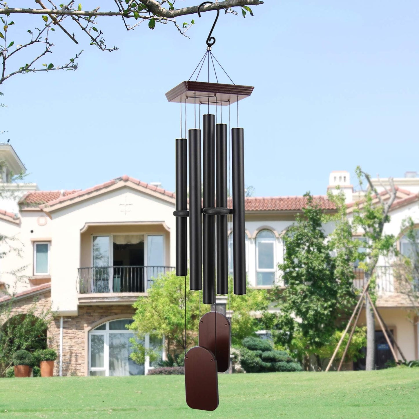 Large Wind Chimes Outdoor 48 Inch Sympathy Wind Chime with 5 Heavy Aluminum Tubes Tuned Soothing Melody, Memorial Wind Chimes for outside Decoration (Patio, Garden, Yard)
