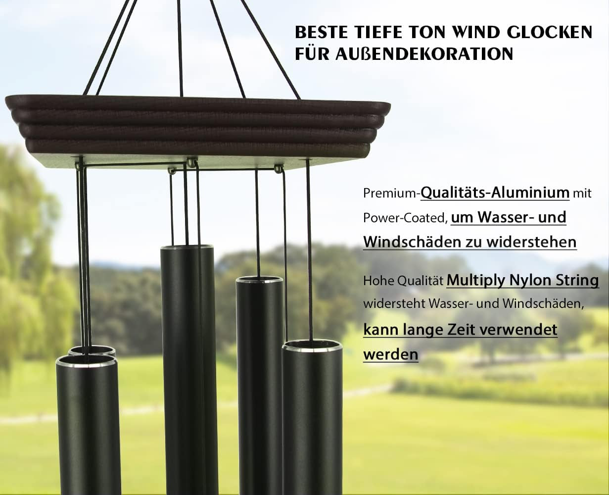 Large Wind Chimes Outdoor 48 Inch Sympathy Wind Chime with 5 Heavy Aluminum Tubes Tuned Soothing Melody, Memorial Wind Chimes for outside Decoration (Patio, Garden, Yard)