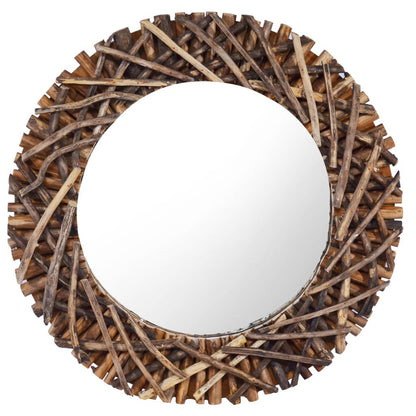 Mirror Natural Wood Solid Teak Wood and Glass Medium